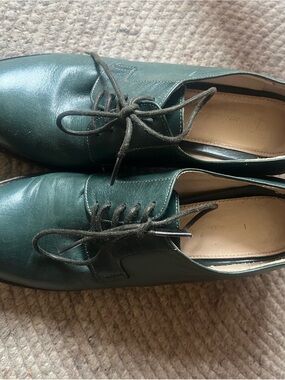 Women’s Green Leather Lace-Up Mules
